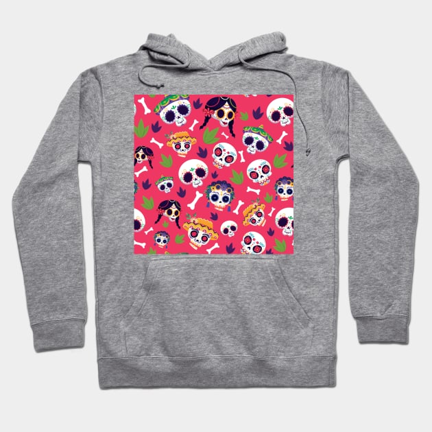 Brightly Colored Skulls Halloween pattern Hoodie by Inspired-DS